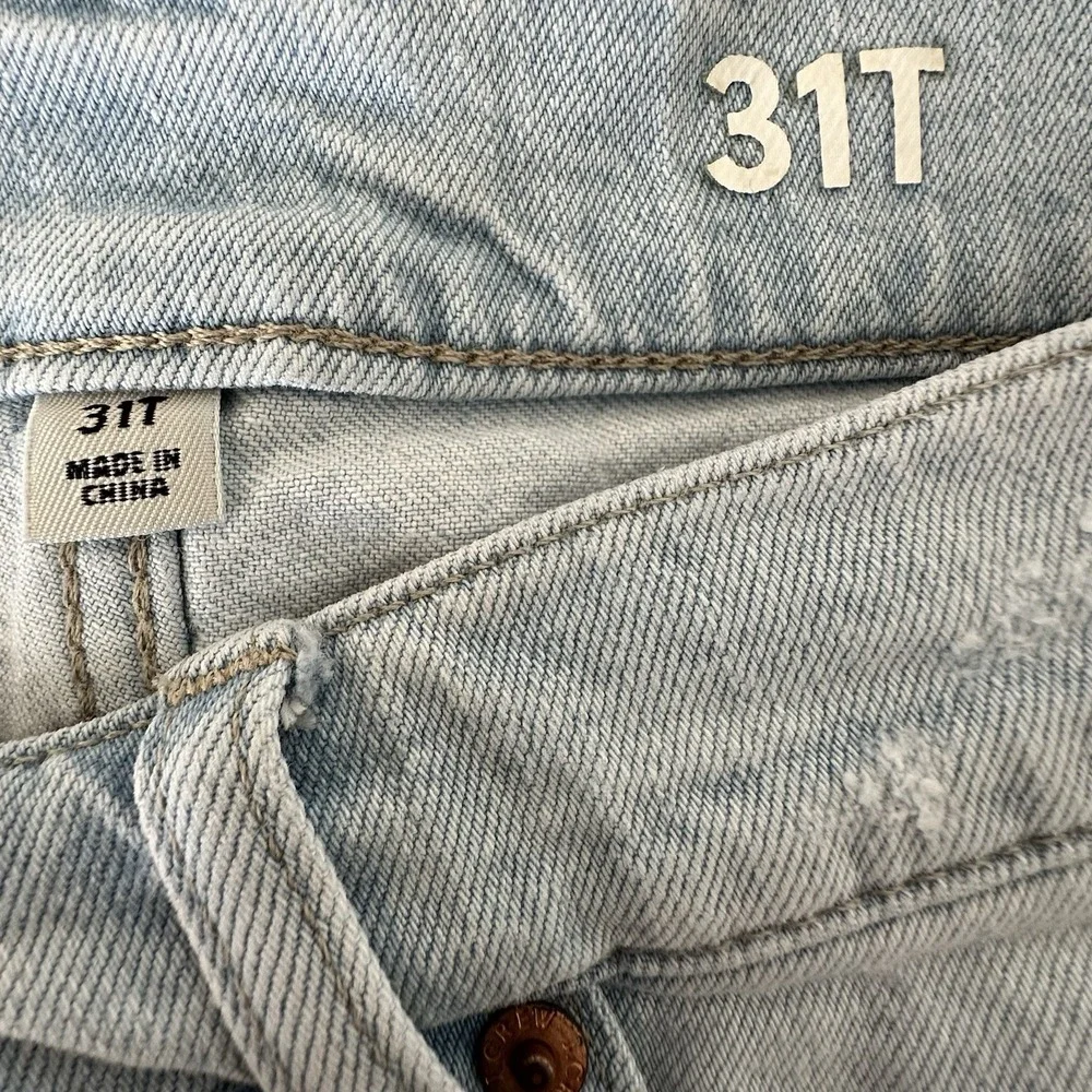 J. Crew Light Wash Slim Wide Leg High Waisted Ankle Jeans‎ Raw Hem Size 31 Tall